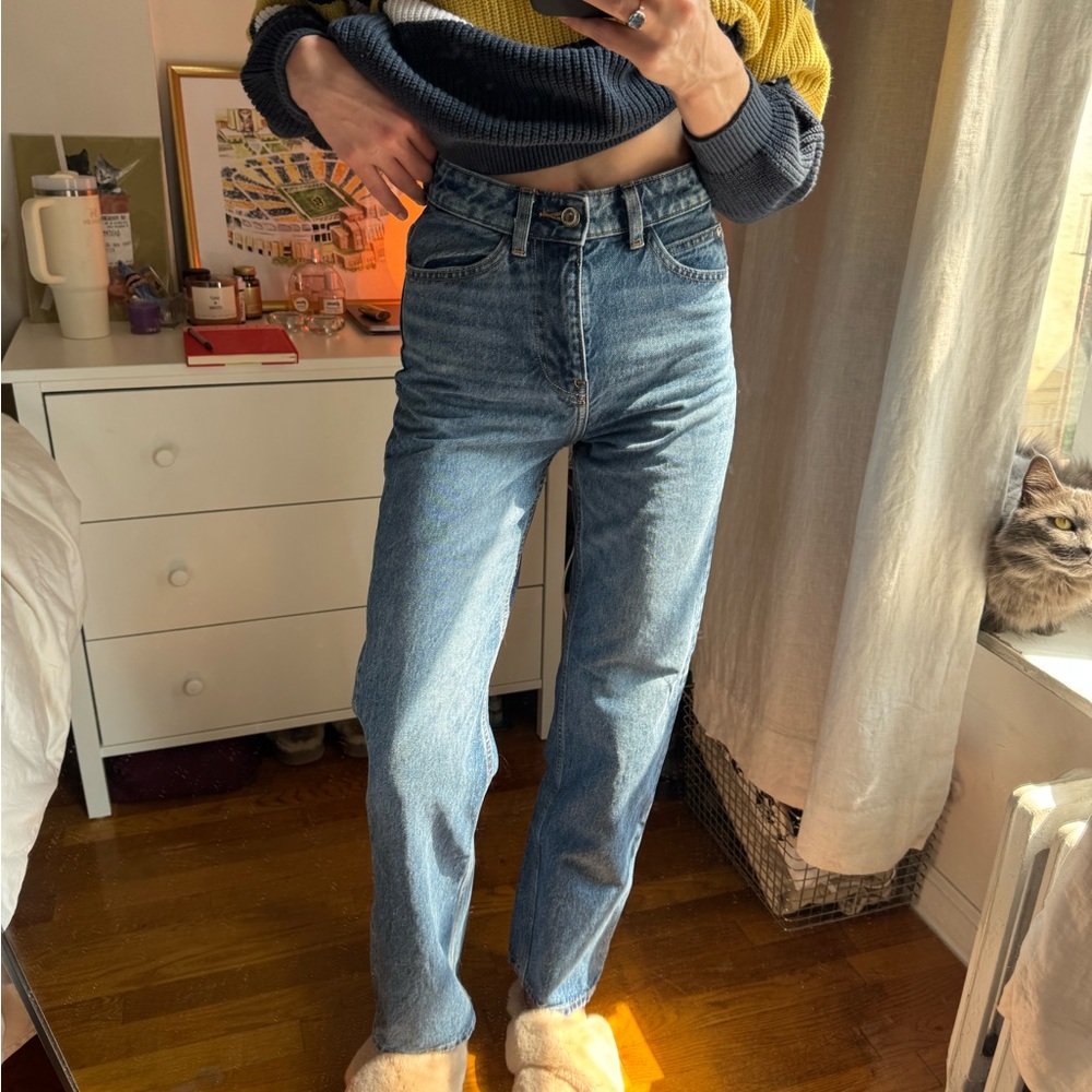Zara High Rise Straight Leg Jeans, Size 0